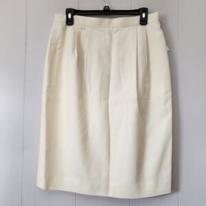 NWT Vintage Talbots 100% Pure Wool Midi Skirt Cream Pleated Lined Made in USA 10
